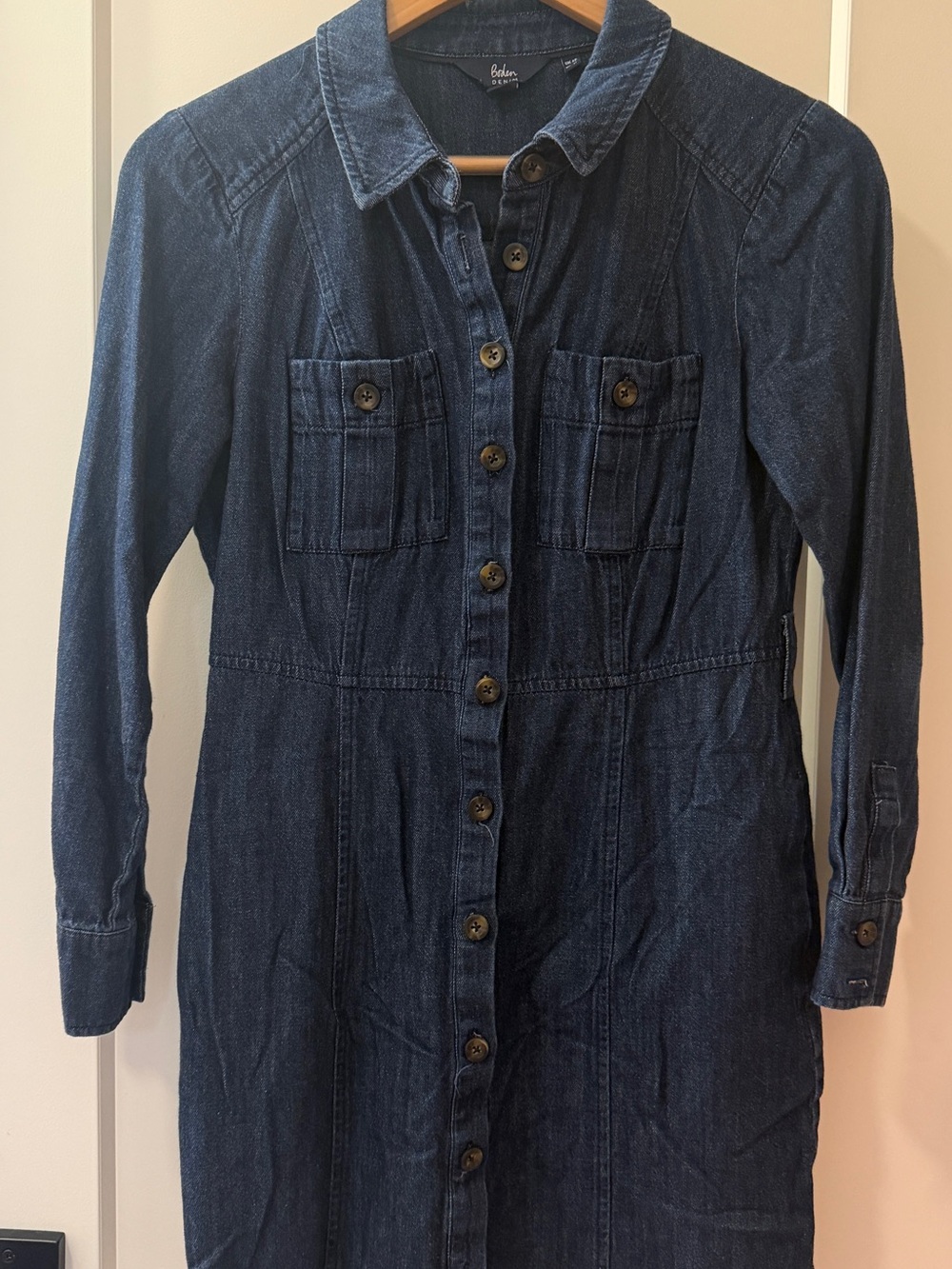 Boden Dark Blue Denim Button-Front Dress